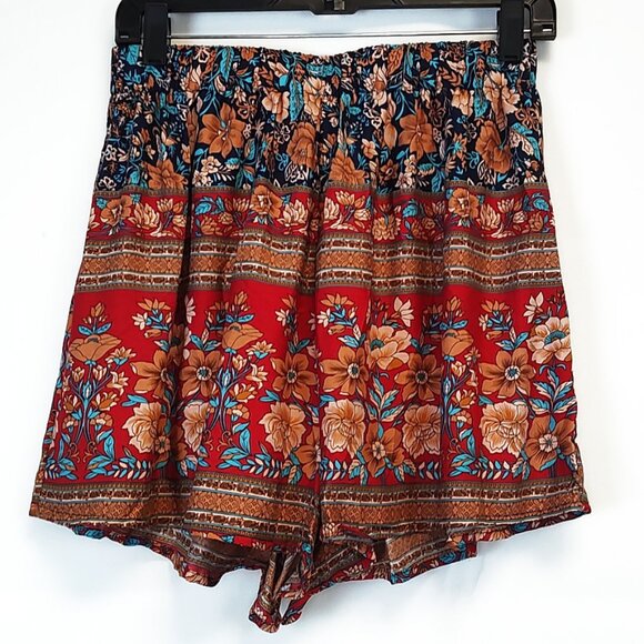 Fun Flowy Flowery Lightweight BOHO Print Summer Shorts - Picture 1 of 4